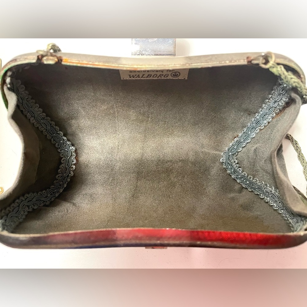 Original Walborg Brushed Silver Clamshell Purse, … - image 7